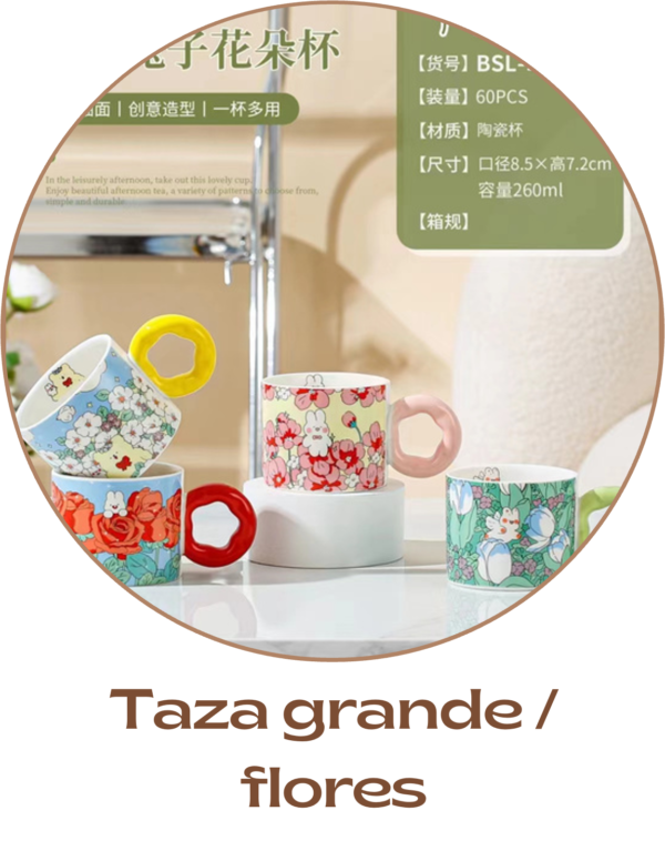 taza grande flores