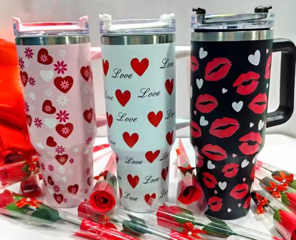 Vaso térmico estampado diseño amor